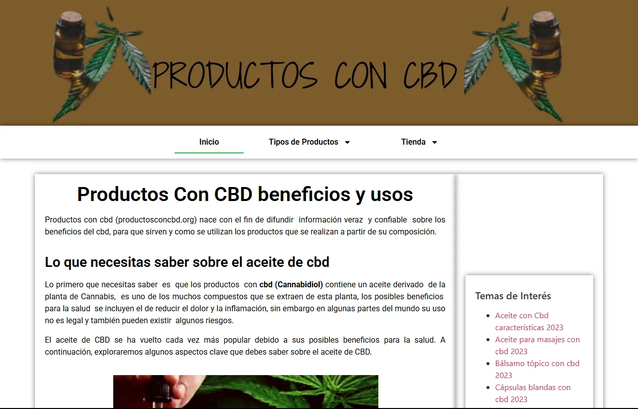 Vista del proyecto Productos con CBD